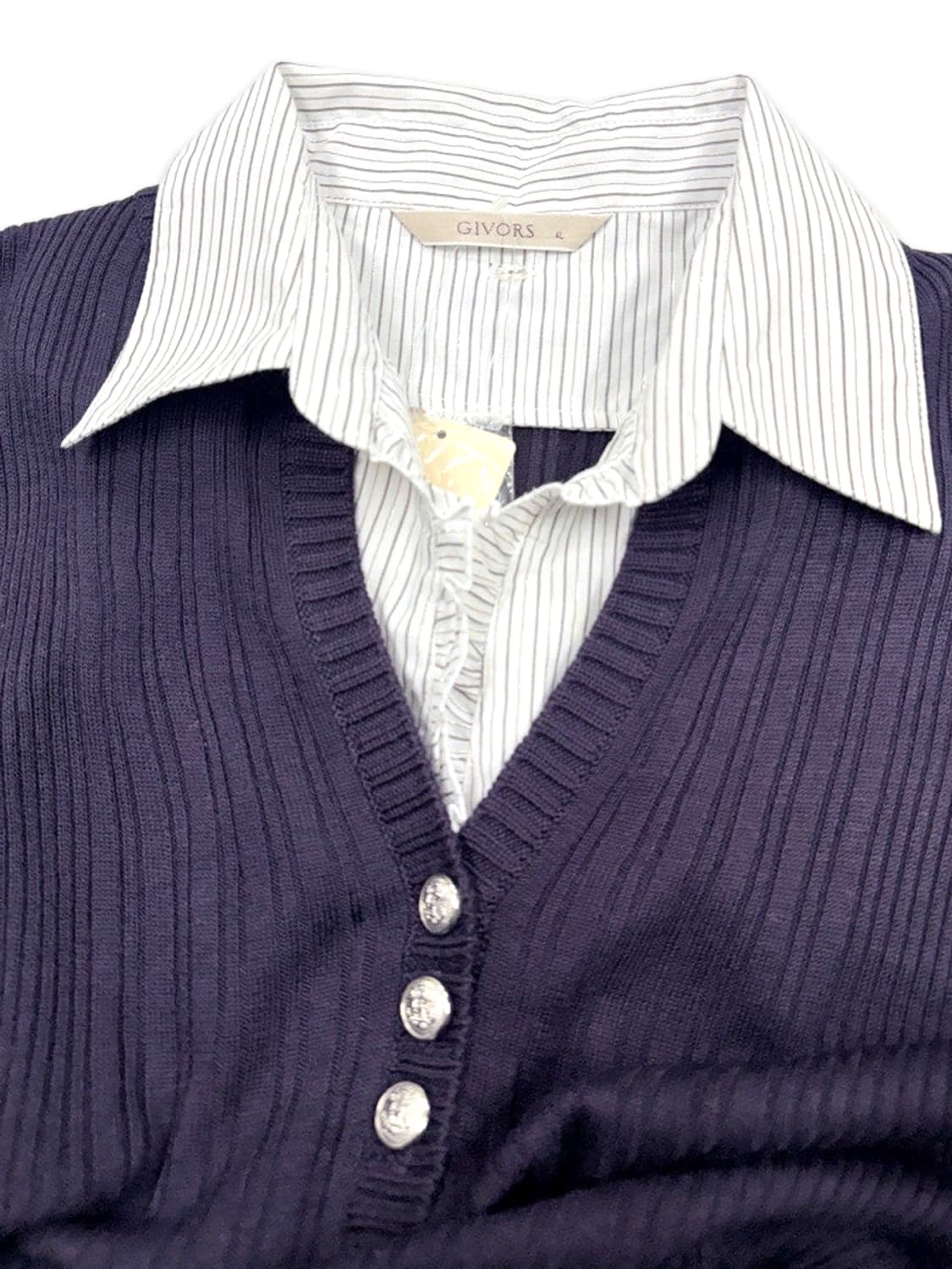 빈티지 퍼플 셔츠 레이어드 니트 상품이미지4