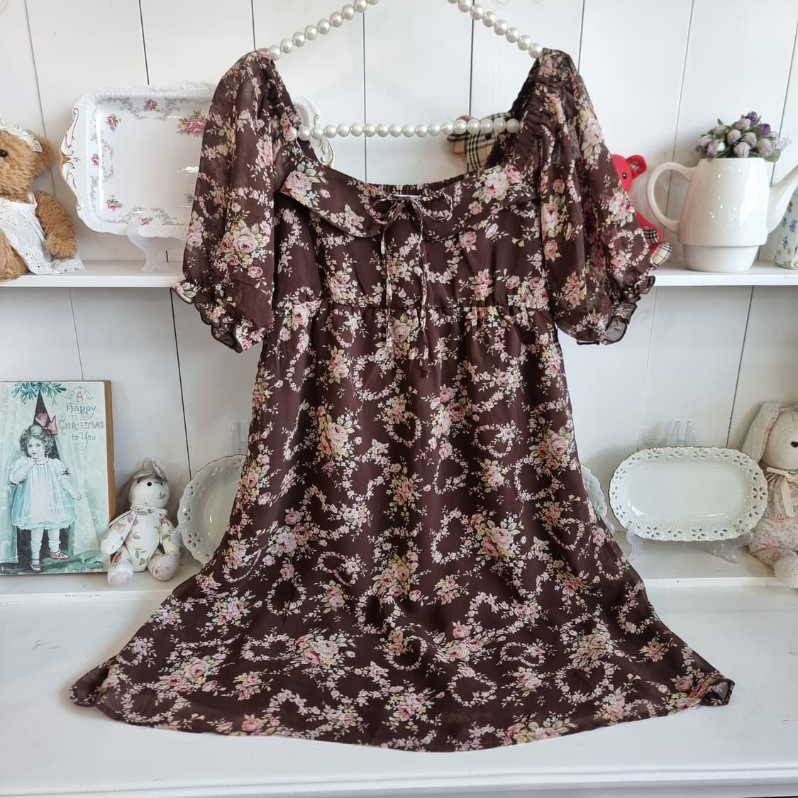 Liz Lisa 리즈리사 초코 플로럴 셔링 원피스 상품이미지1