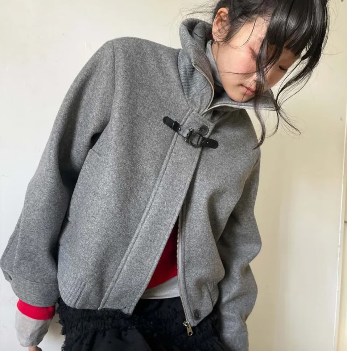 김아홉 그레인 울 하이넥 자켓 상품이미지1