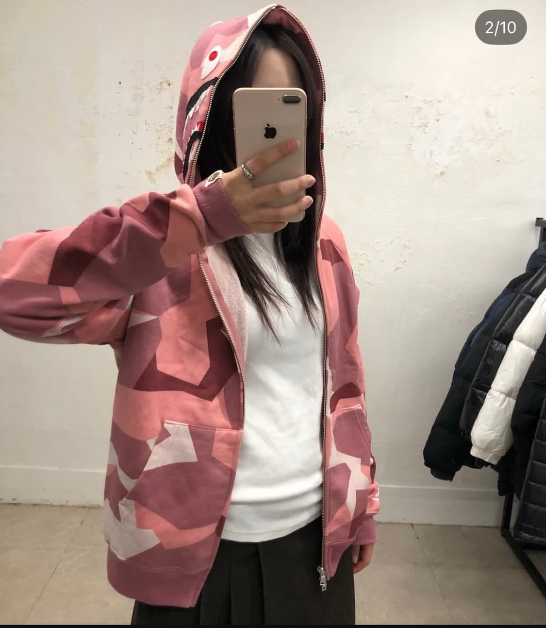 베이프 딸기우유 샤크 후드 상품이미지2