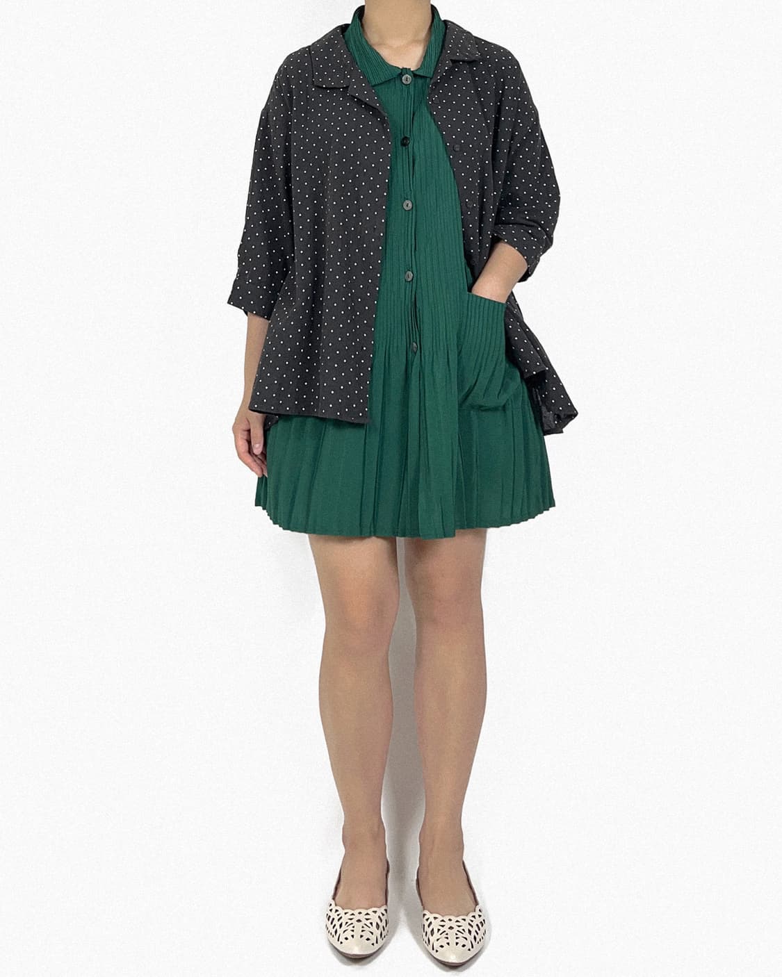 Samansa Mos2 dot shirt jacket 상품이미지5
