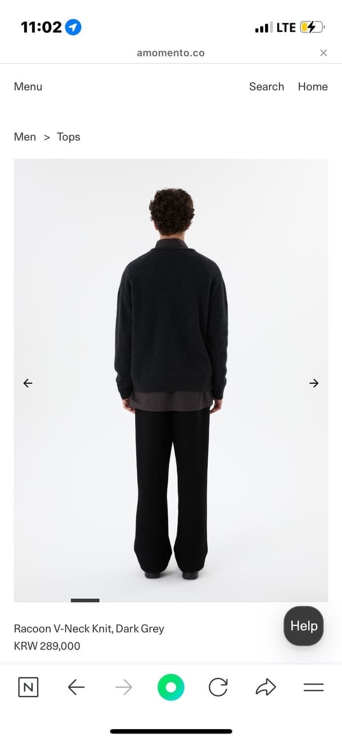 아모멘토 25FW 라쿤 v넥 니트 다크그레이 M 상품이미지3
