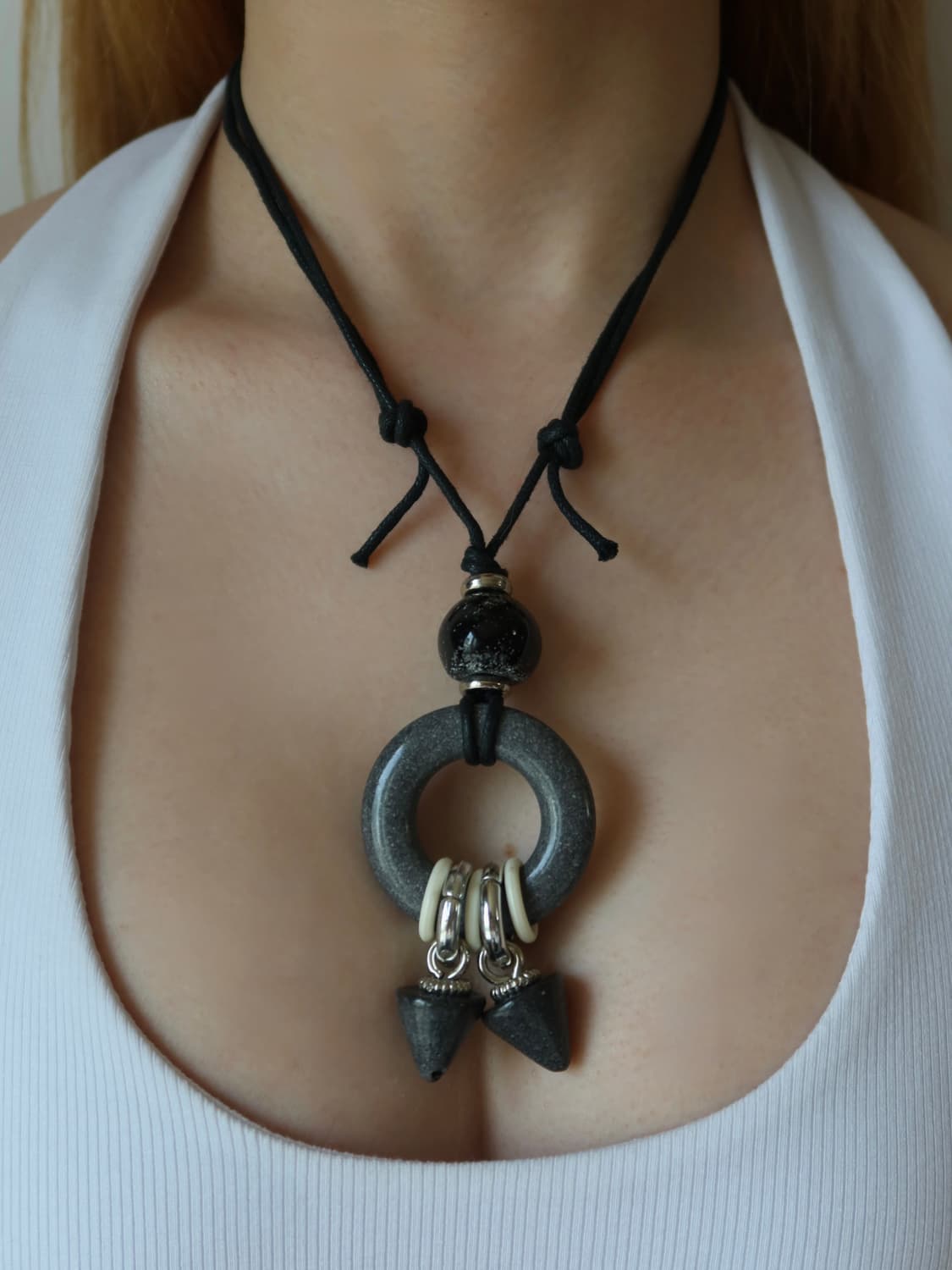 black ring pendant necklace 상품이미지1