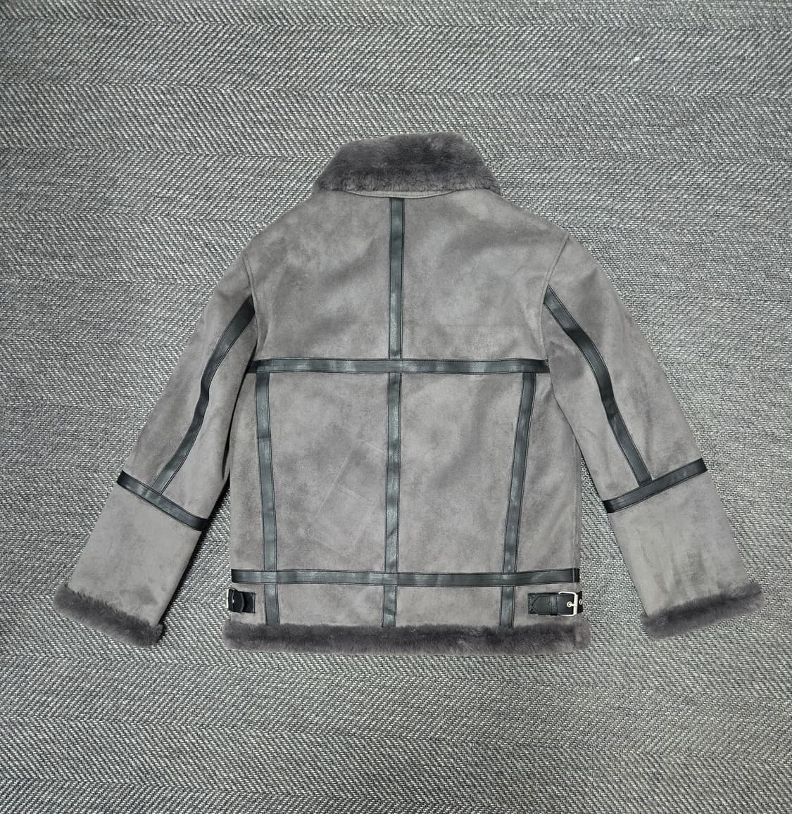 도프제이슨 솔리드 스웨이드 무톤 자켓 무스탕 그레이 상품이미지2