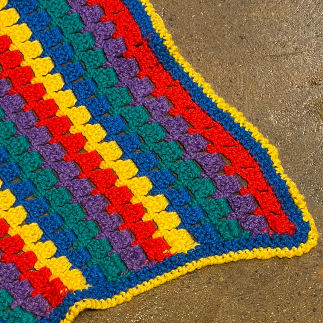 90s USA 멀티 니트 카페트 러그 매트 담요 상품이미지3