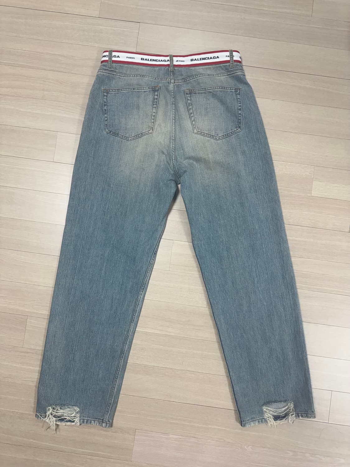 [M] 발렌시아가 웨이스트 로고 배기 와이드 데님팬츠 상품이미지2