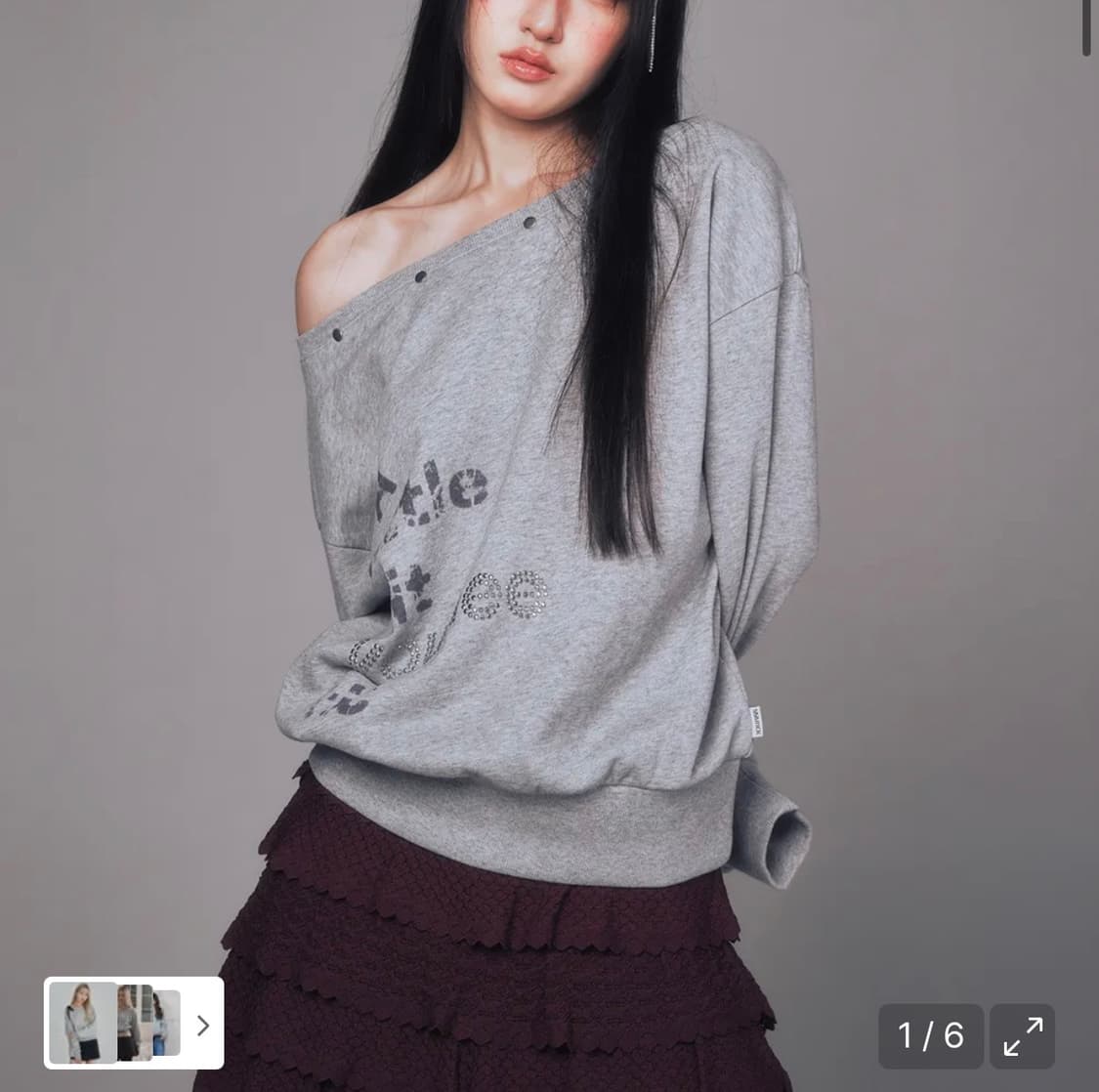 유희 오프숄더 원숄더 맨투맨 상품이미지1