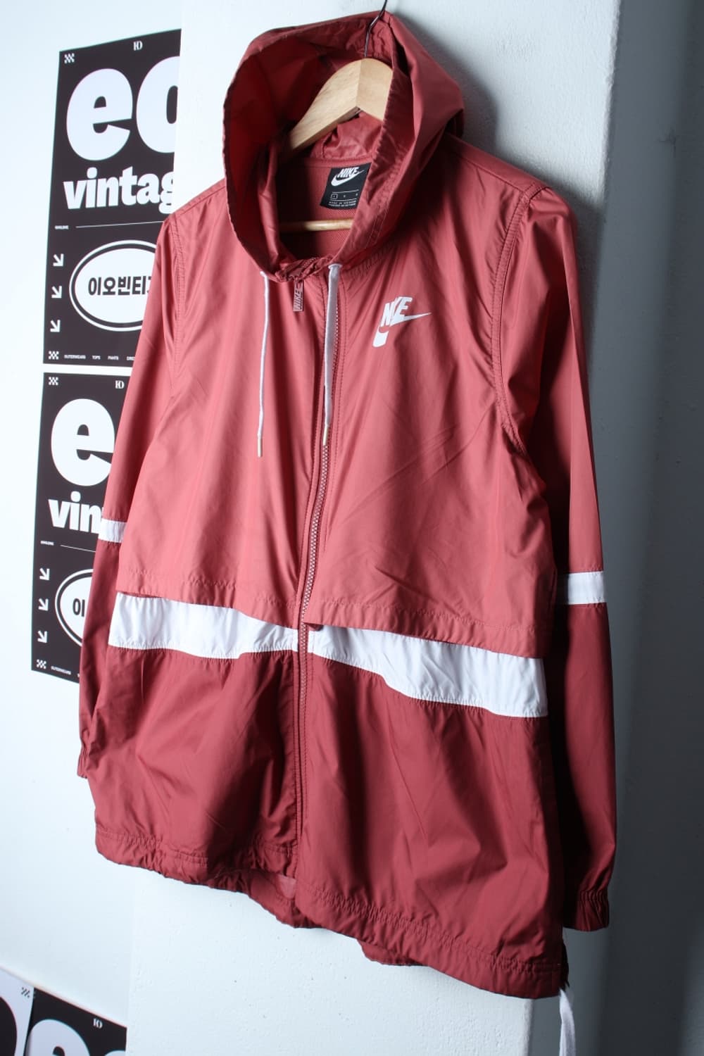 W(L-XL) 나이키 집업 바람막이 점퍼자켓 스몰로고 핑크-H32838 상품이미지1