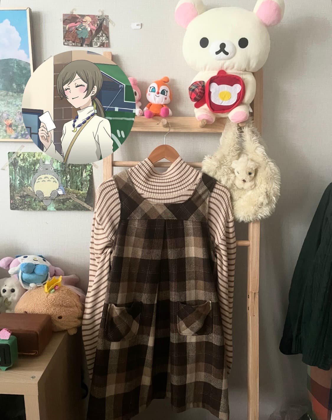 모리걸 빈티지 나나미깔 체크 원피스 set 🤎💛 상품이미지1