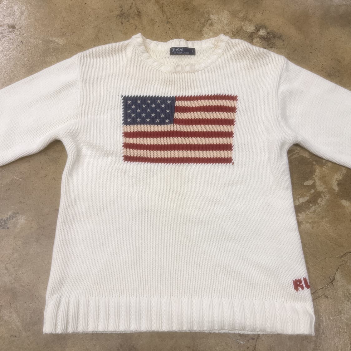 폴로 랄프로렌 성조기 아이보리 크림 니트  상품이미지3