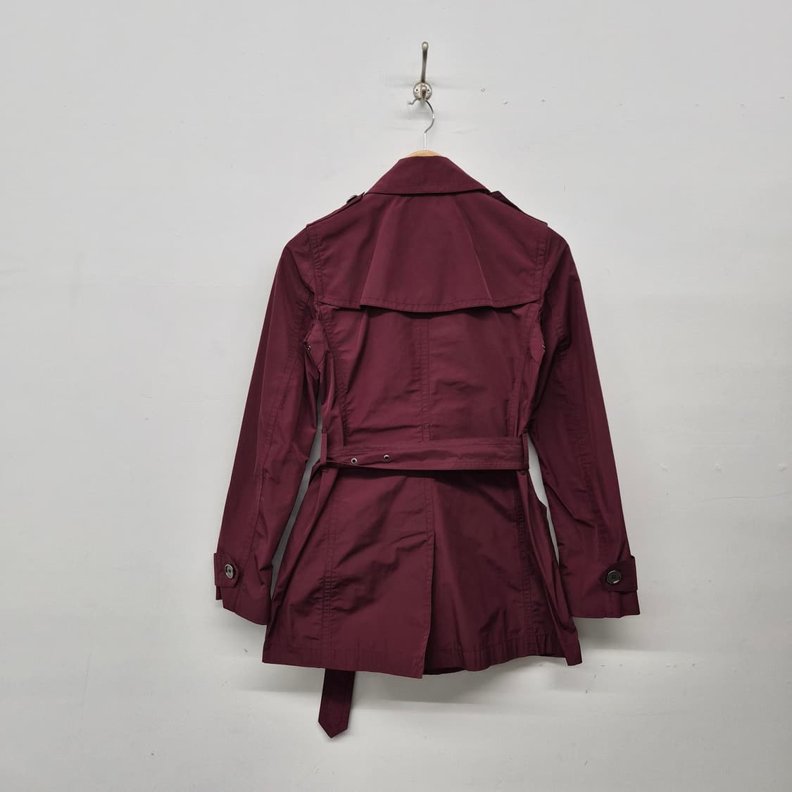 버버리 와인색 트렌치 숏코트 여성 S 상품이미지8