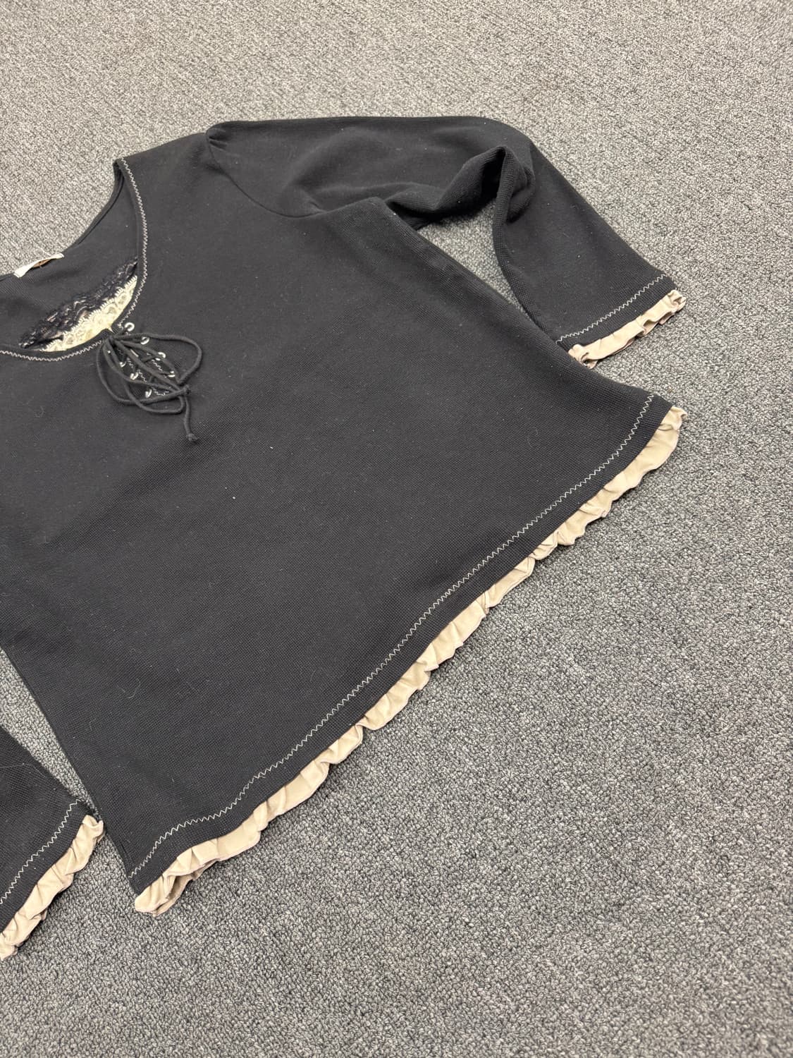 3L)Tea Tam 일본 빈티지 여성 레이스 디테일 블랙 롱슬리브 상품이미지4