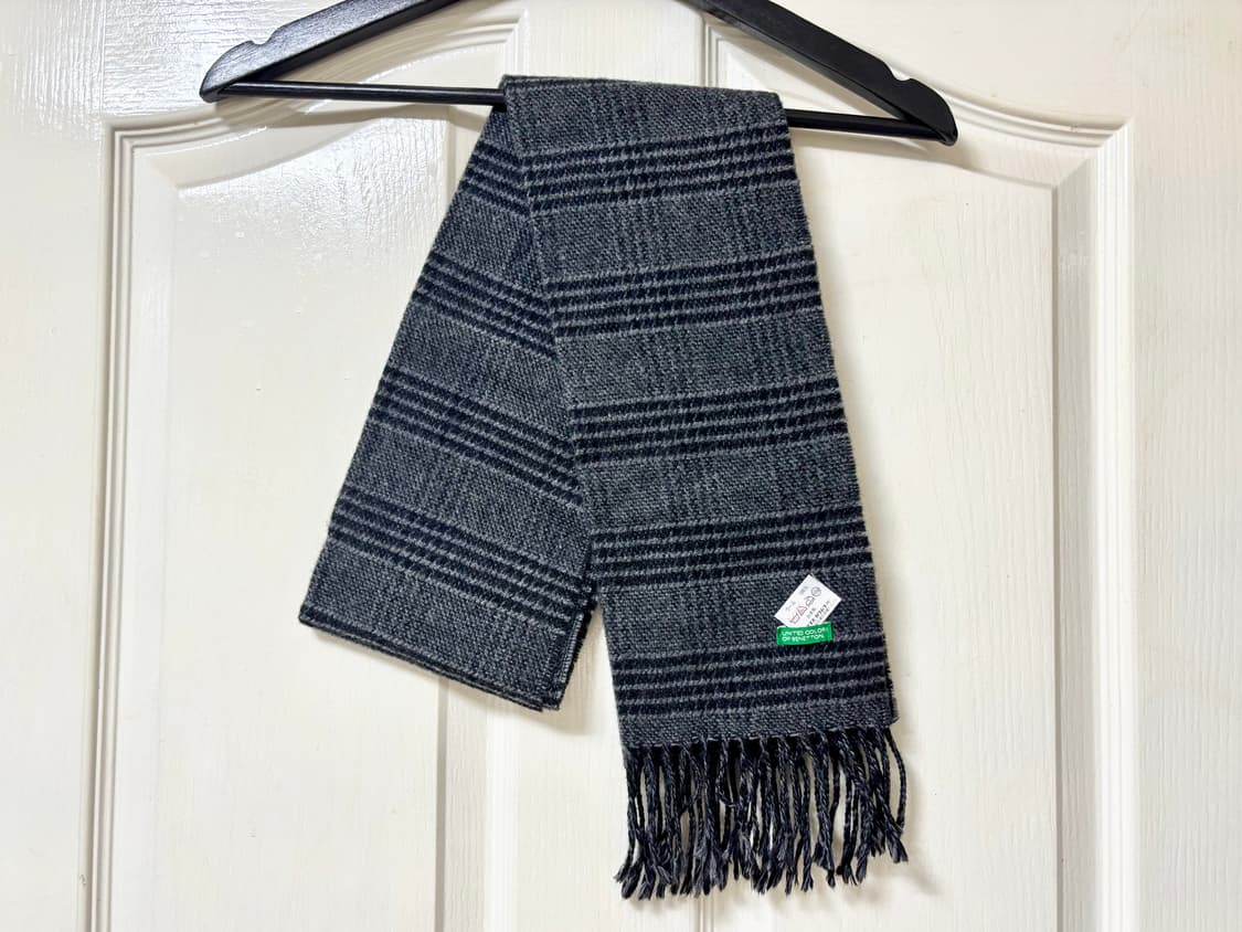 베네통 울 글렌체크 머플러 미사용 일본산 상품이미지3