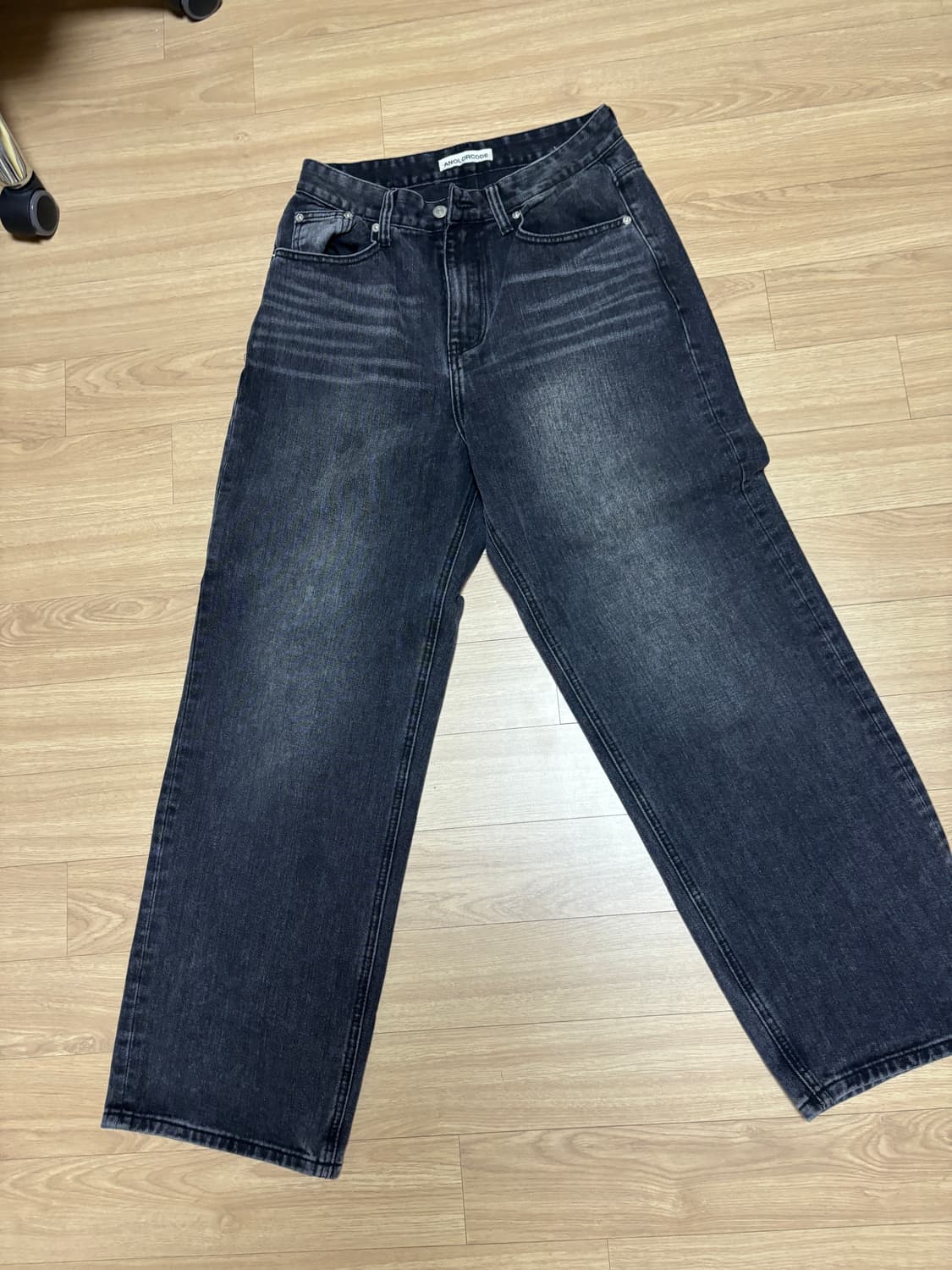 와이드 데님팬츠 블랙 상품이미지1