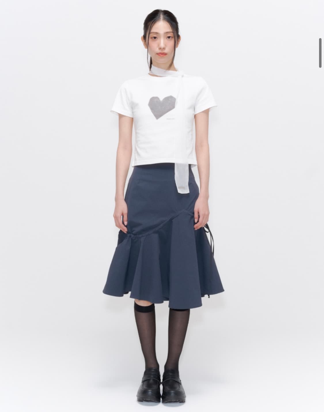 Shirring ruffle midi skirt CHARCOAL 상품이미지1