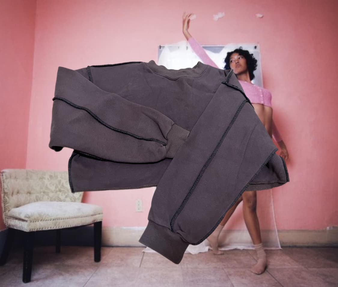 아웃 스티치 크롭 맨투맨 상품이미지1