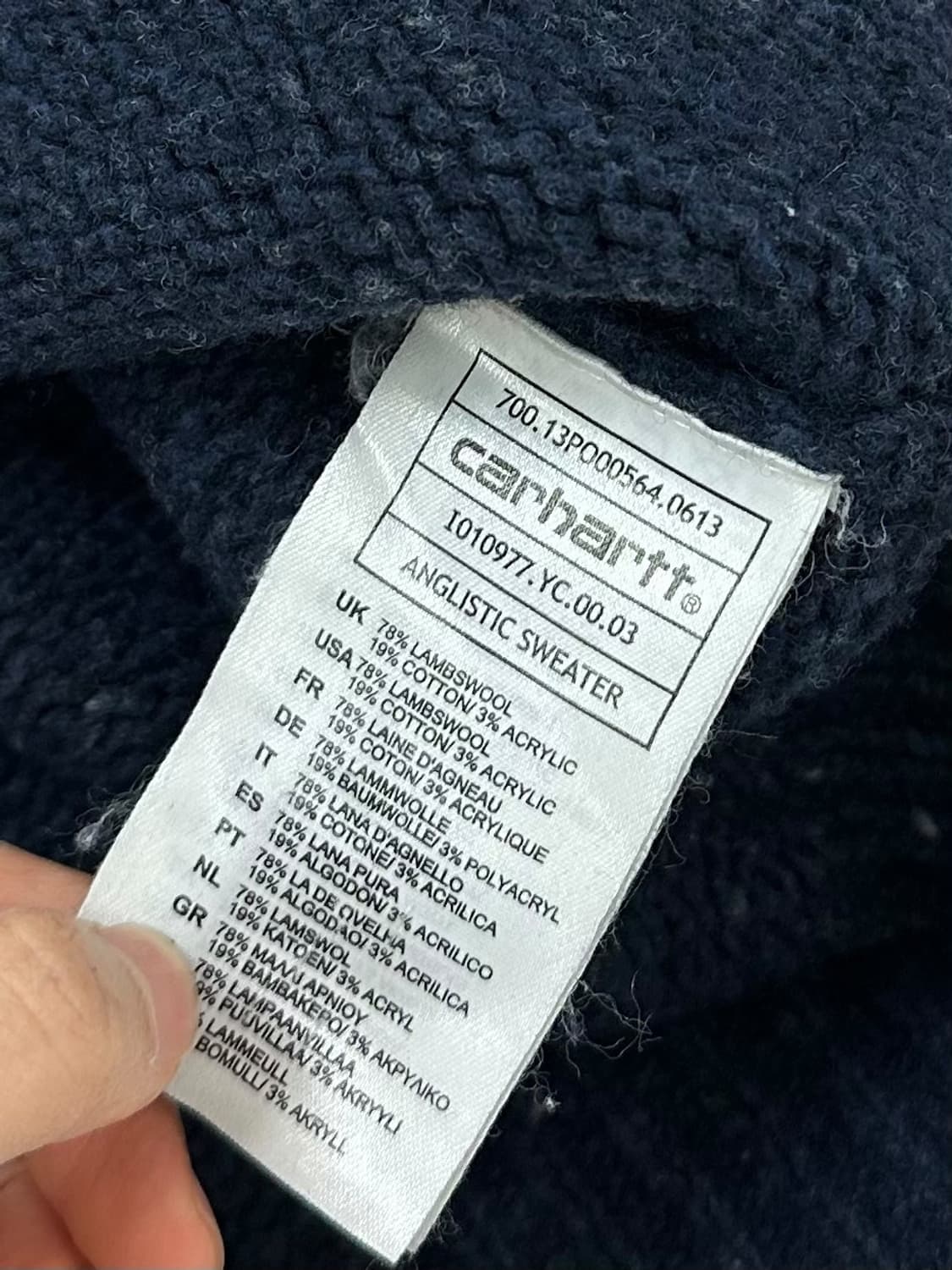 칼하트 앵글리스틱 스웨터니트 네이비 (M) 상품이미지7