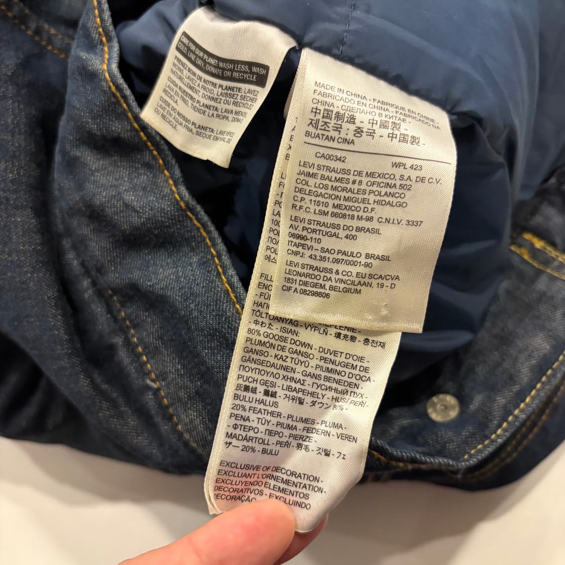 [M] 리바이스 다운 패딩 안감 데님 트러커 자켓 B285 상품이미지8