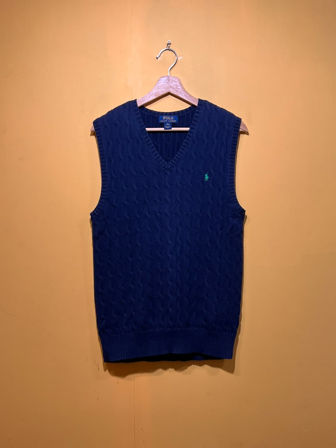 [여성XL] 폴로 랄프로렌 케이블 니트 베스트 네이비 포니 자수 상품이미지1
