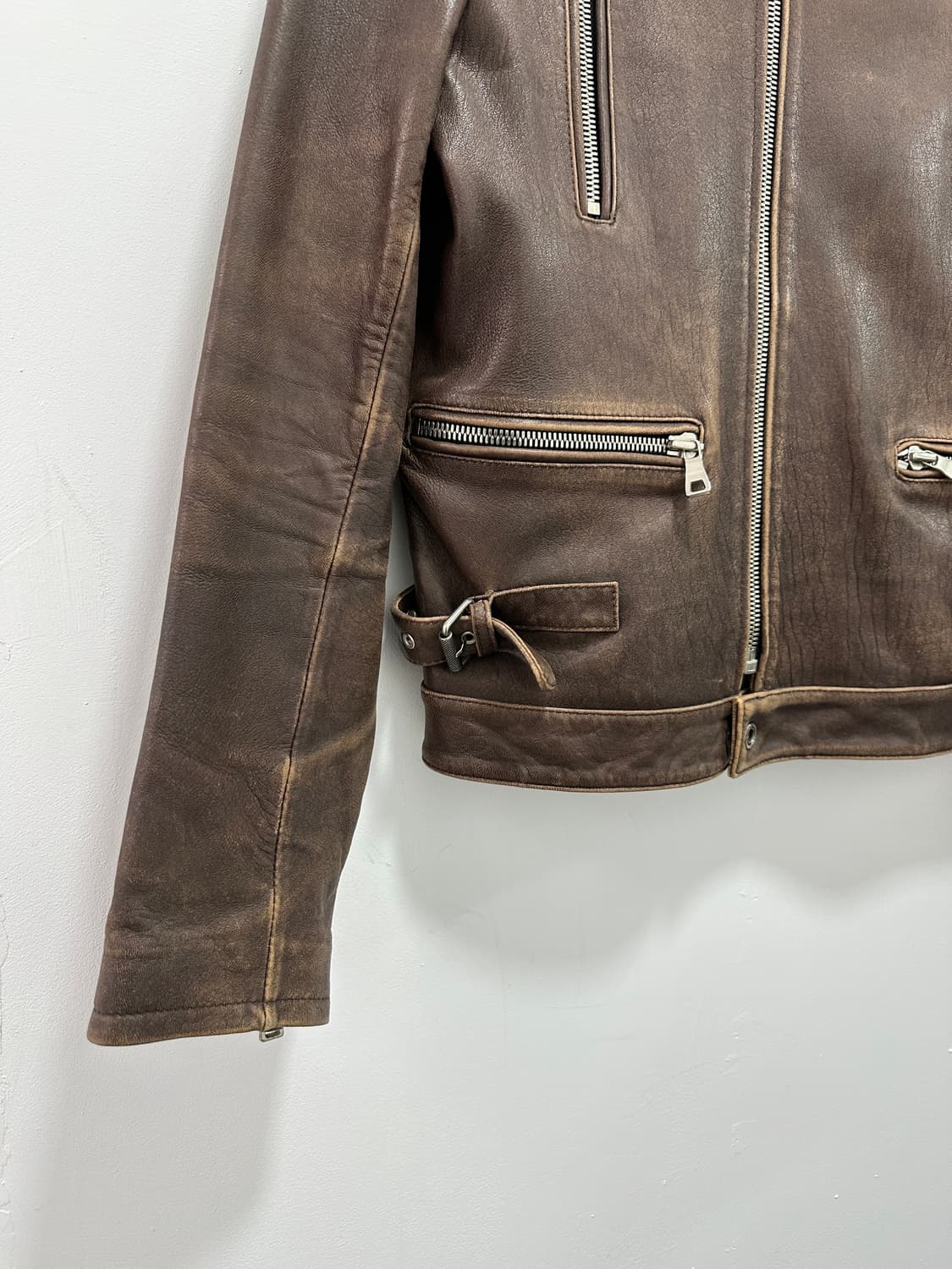 ITALY leather sheepskin motor jacket 상품이미지7