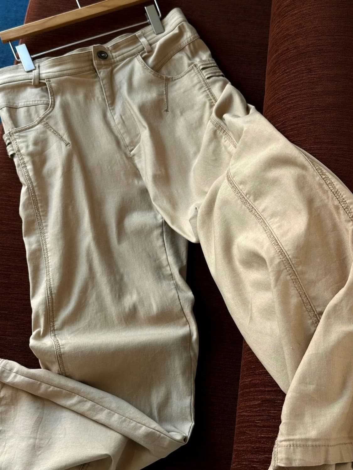 PU blended stretched panel pants 상품이미지2