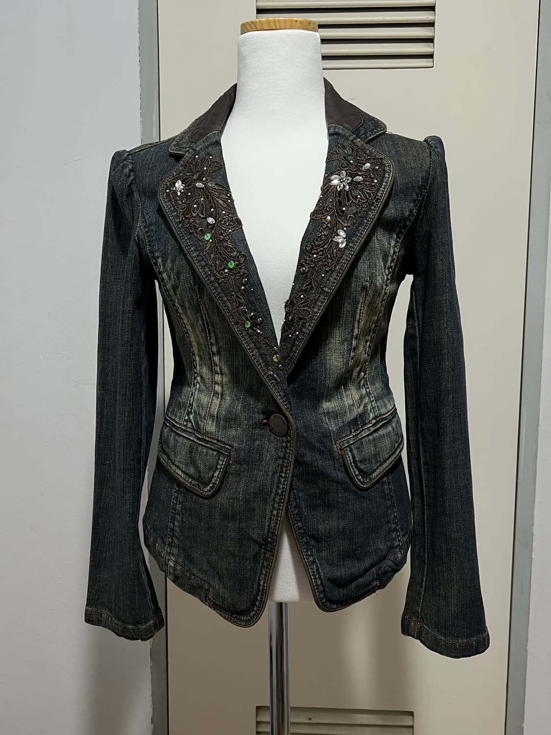 자수 디테일 청자켓 상품이미지3