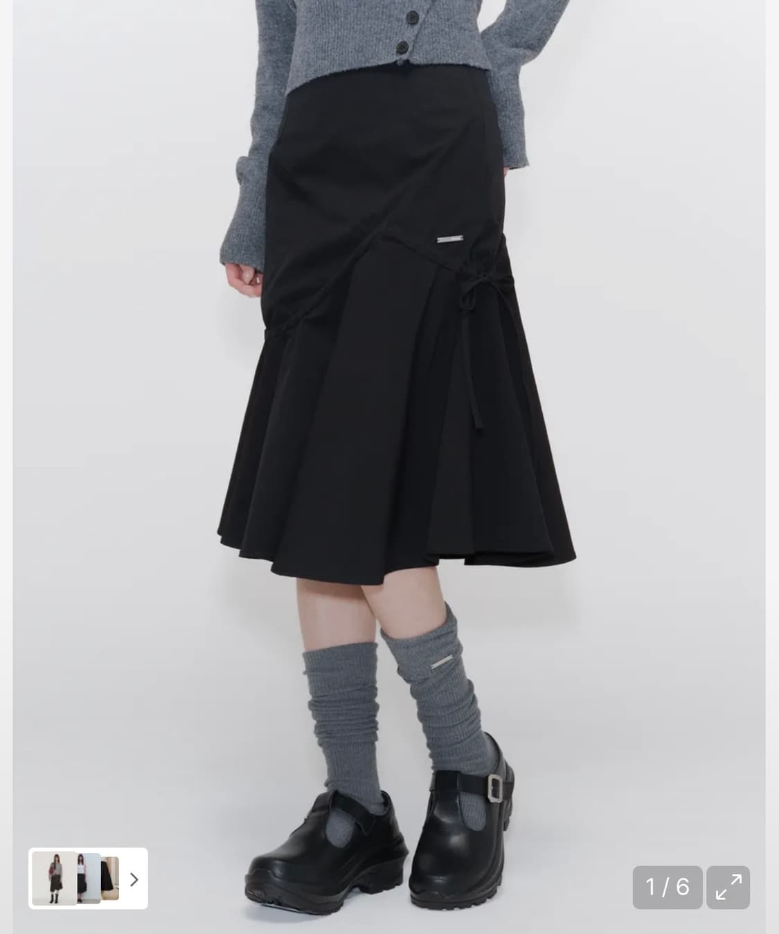 미세키서울 Shirring ruffle 셔링 러플 미디스커트 2 상품이미지1