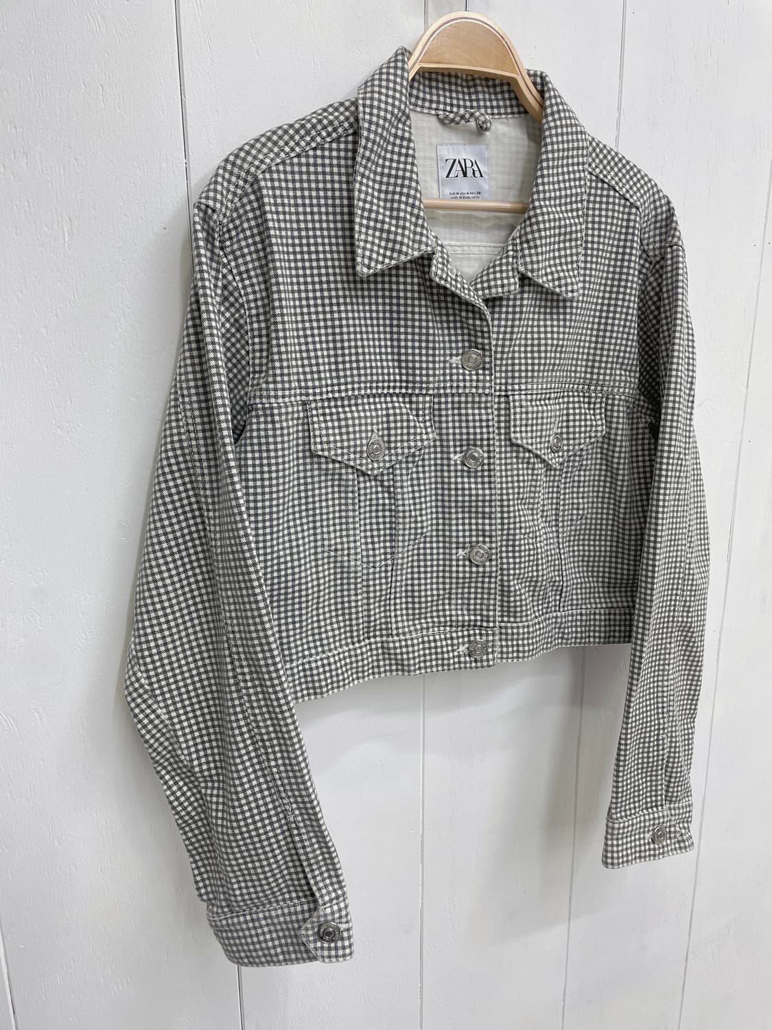 자라(ZARA) 체크 크롭 데님 자켓 상품이미지5
