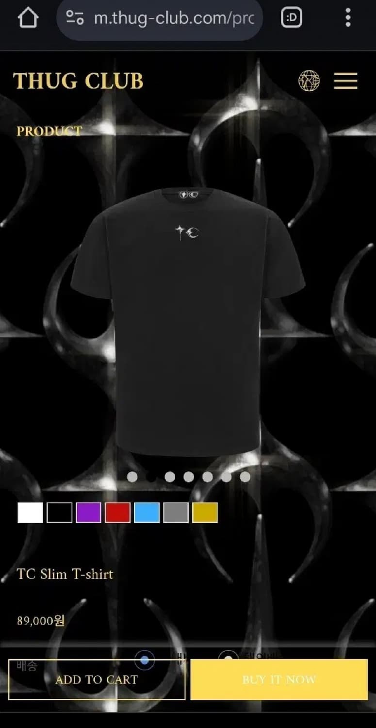 떠그클럽 tc 백 티셔츠 슬림 블랙 상품이미지1