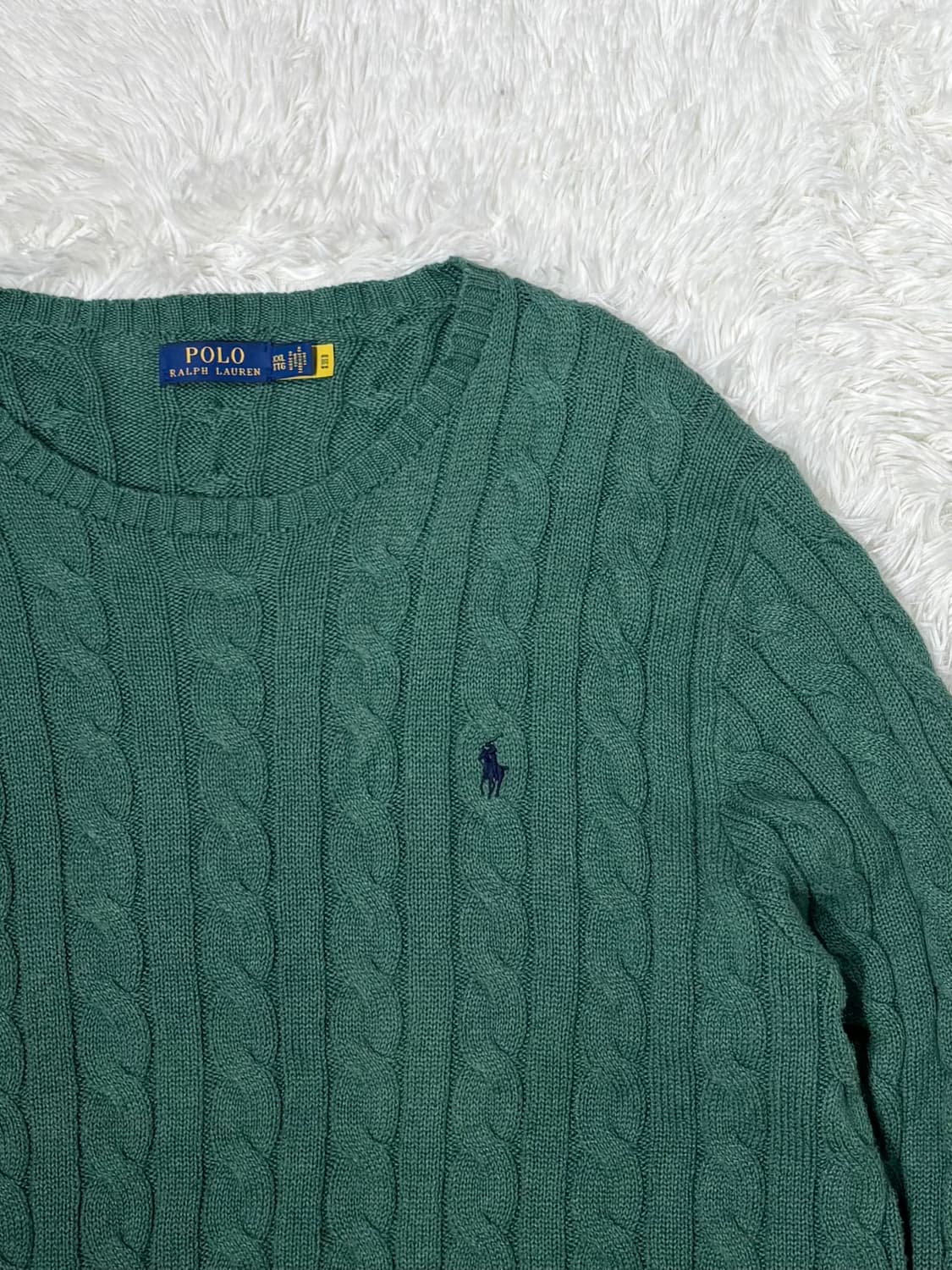 폴로 그린 포니 오버핏 꽈배기 니트 상품이미지5