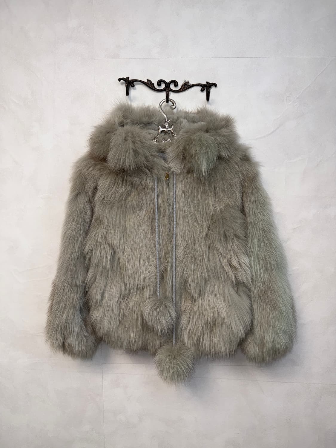 Mixed ash blue real fur hood zipup jk 상품이미지1