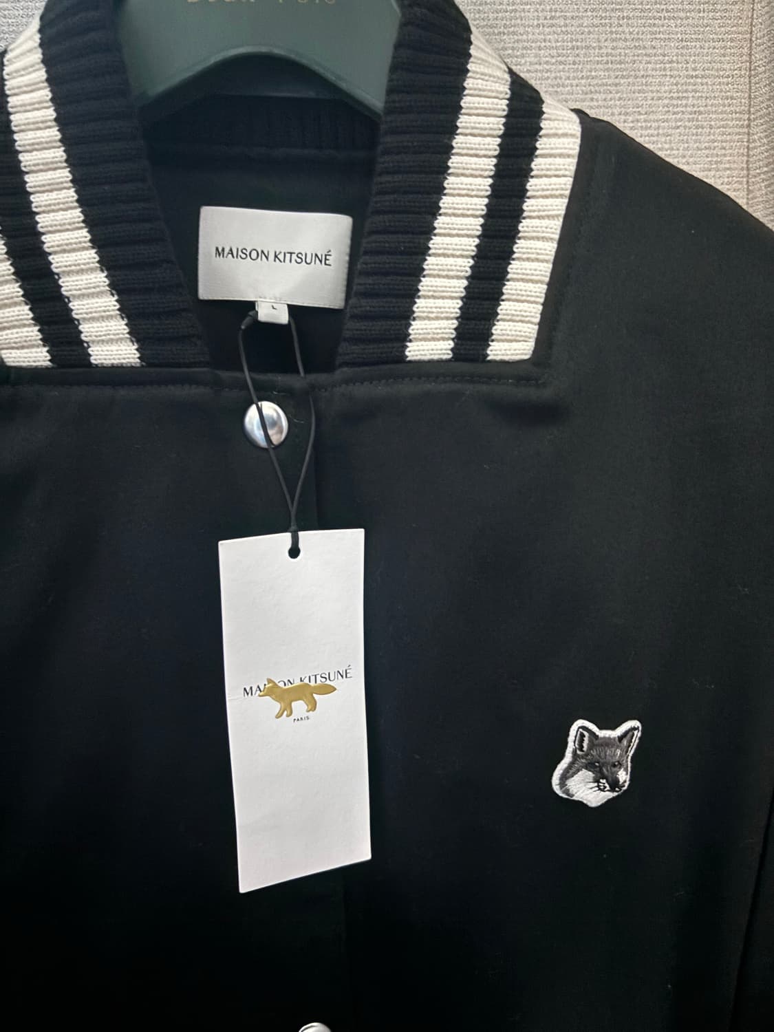메종 키츠네 코튼 사틴 테디 블루종 블랙 상품이미지5