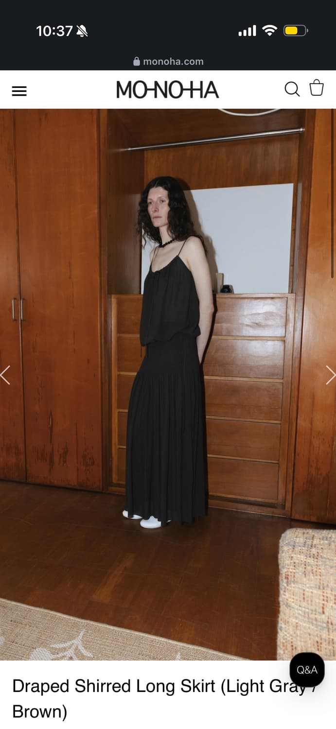 MONOHA Draped shirred long skirt / brown 상품이미지1