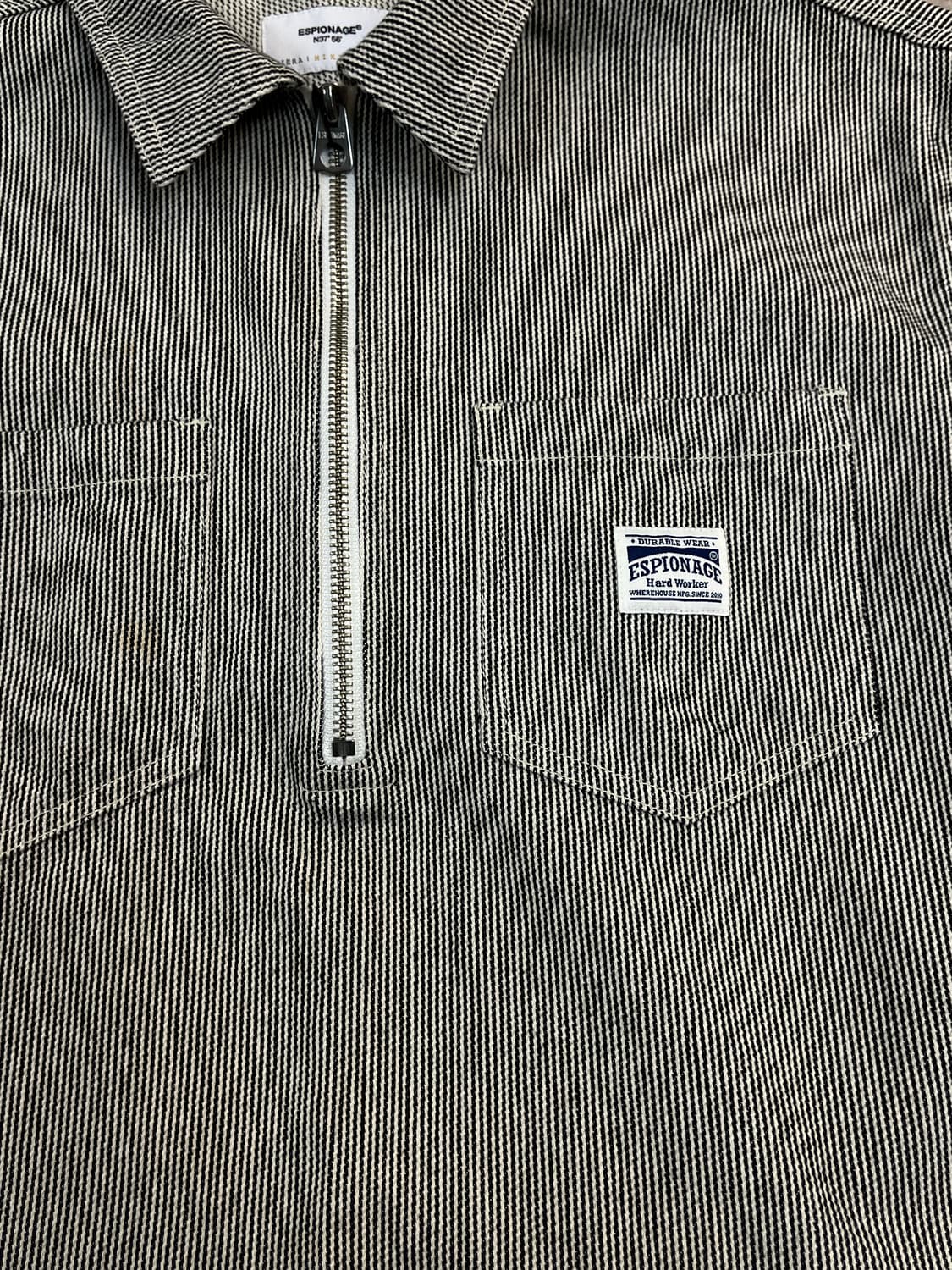 에스피오나지 스트라이프 반집업 반팔 셔츠 블랙 #csz3672 상품이미지5