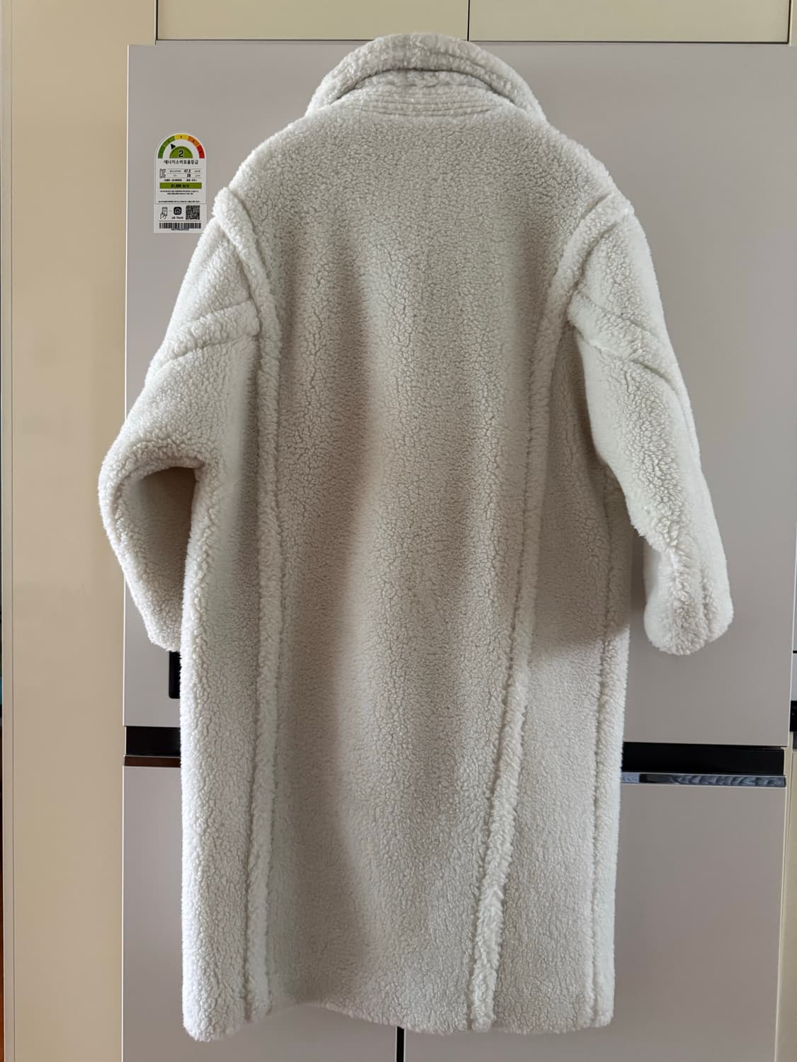 셀렉티즘 테디베어 롱코트 아이보리 66~77 상품이미지3