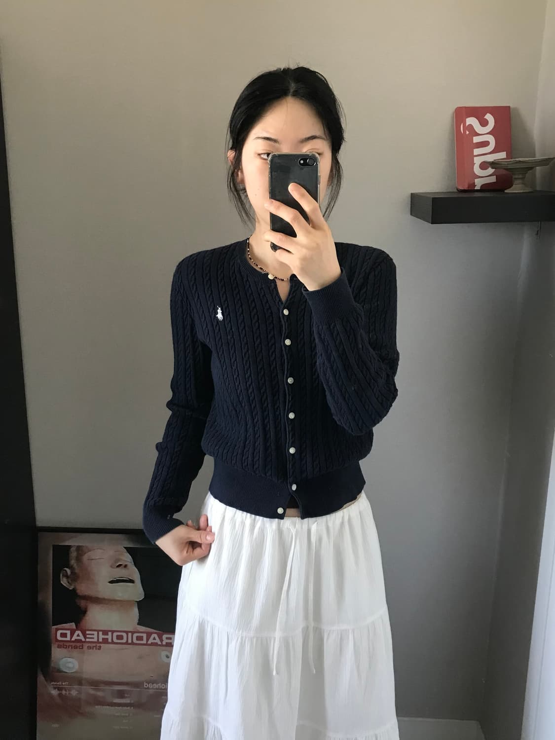 폴로 랄프로렌 QR코드 신형택 포니로고 네이비 케이블 가디건 상품이미지4