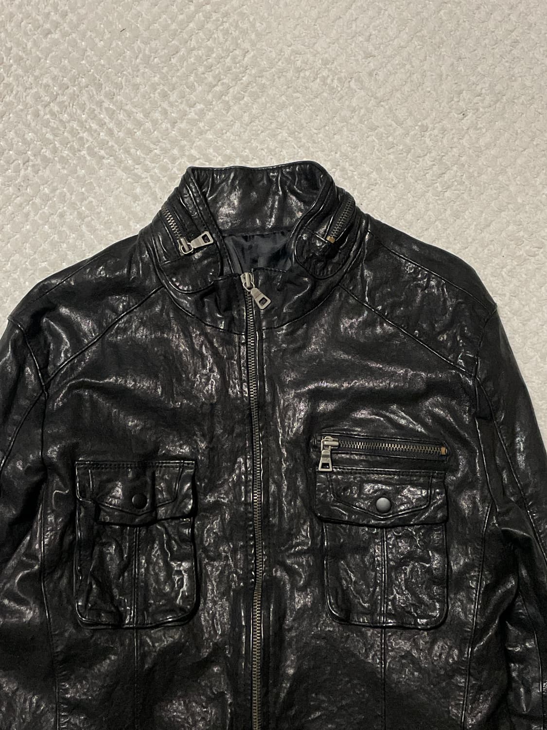 광희시장 웨스턴 무드 2WAY 램스킨 양가죽 절개 포켓 레더 자켓 상품이미지4