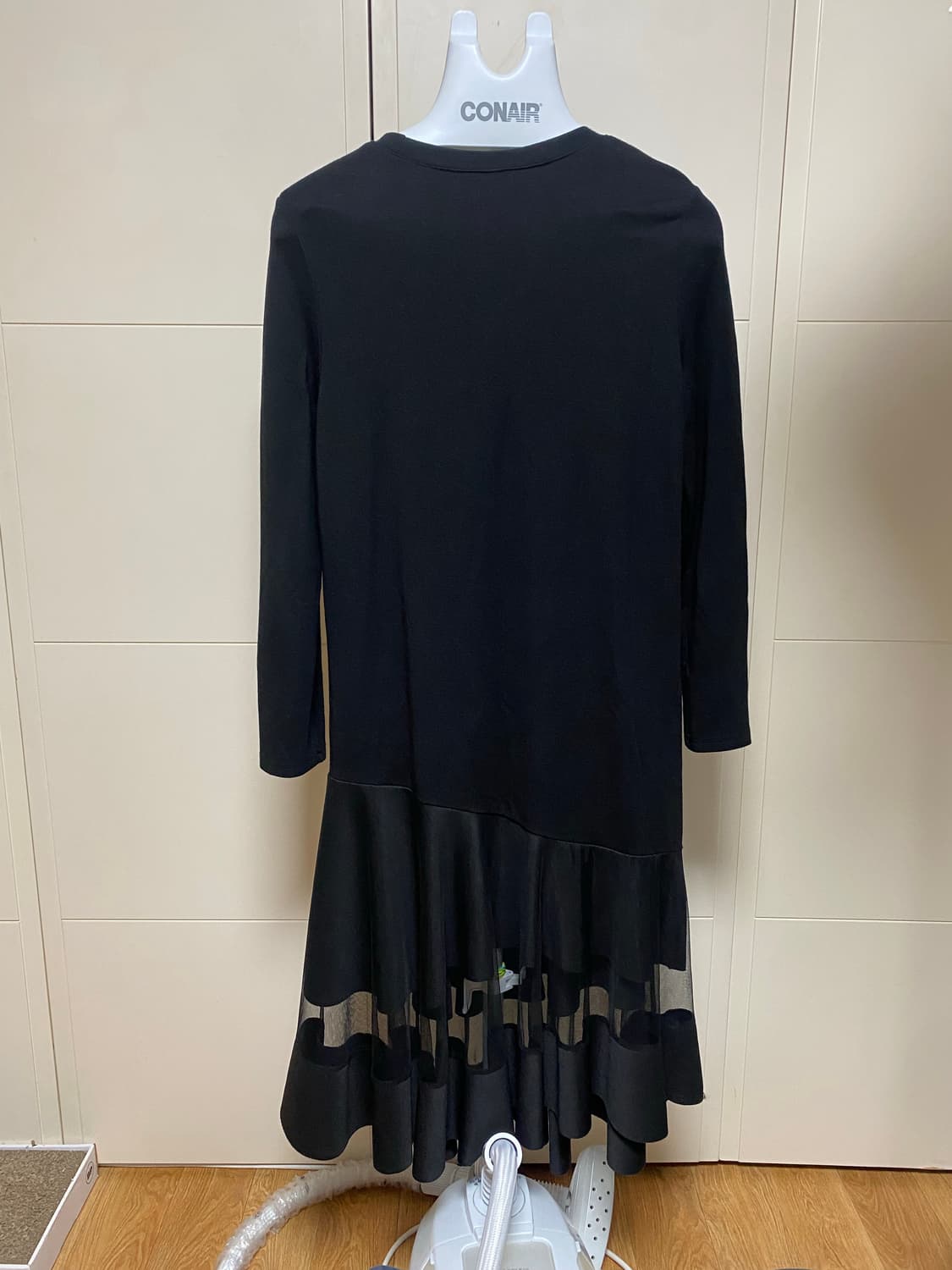 블랙 롱 원피스 시스루 디자인 상품이미지6