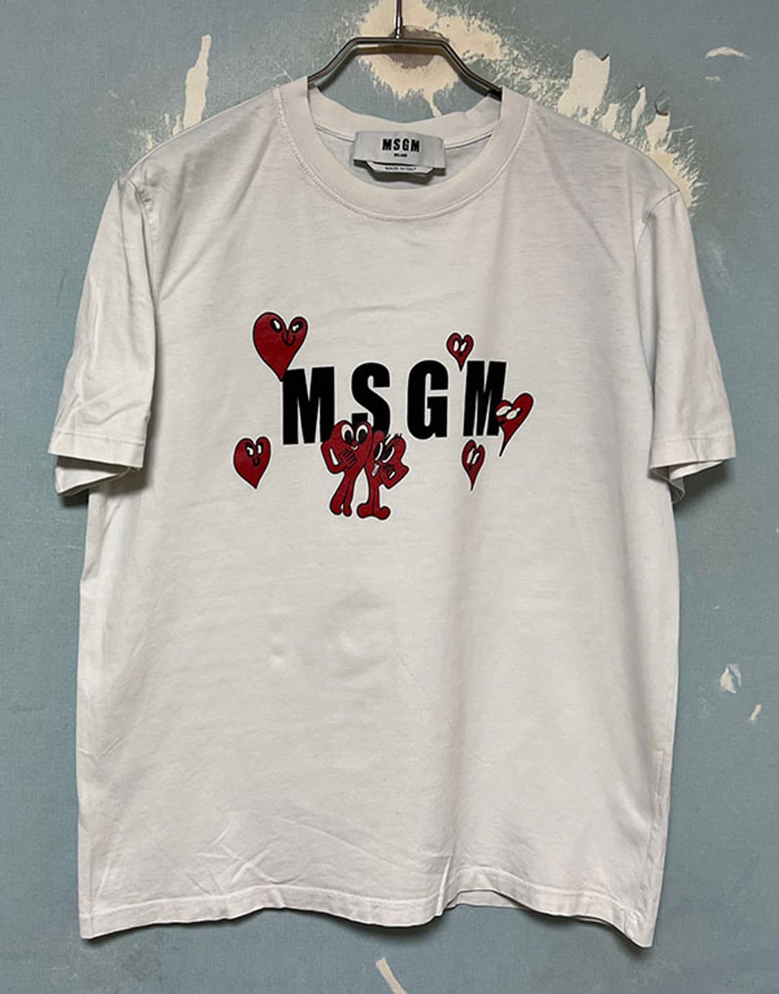 MSGM 엠에스지엠 퍼니 하트 로고 여자 반팔티셔츠 화이트 M 95 66 상품이미지1