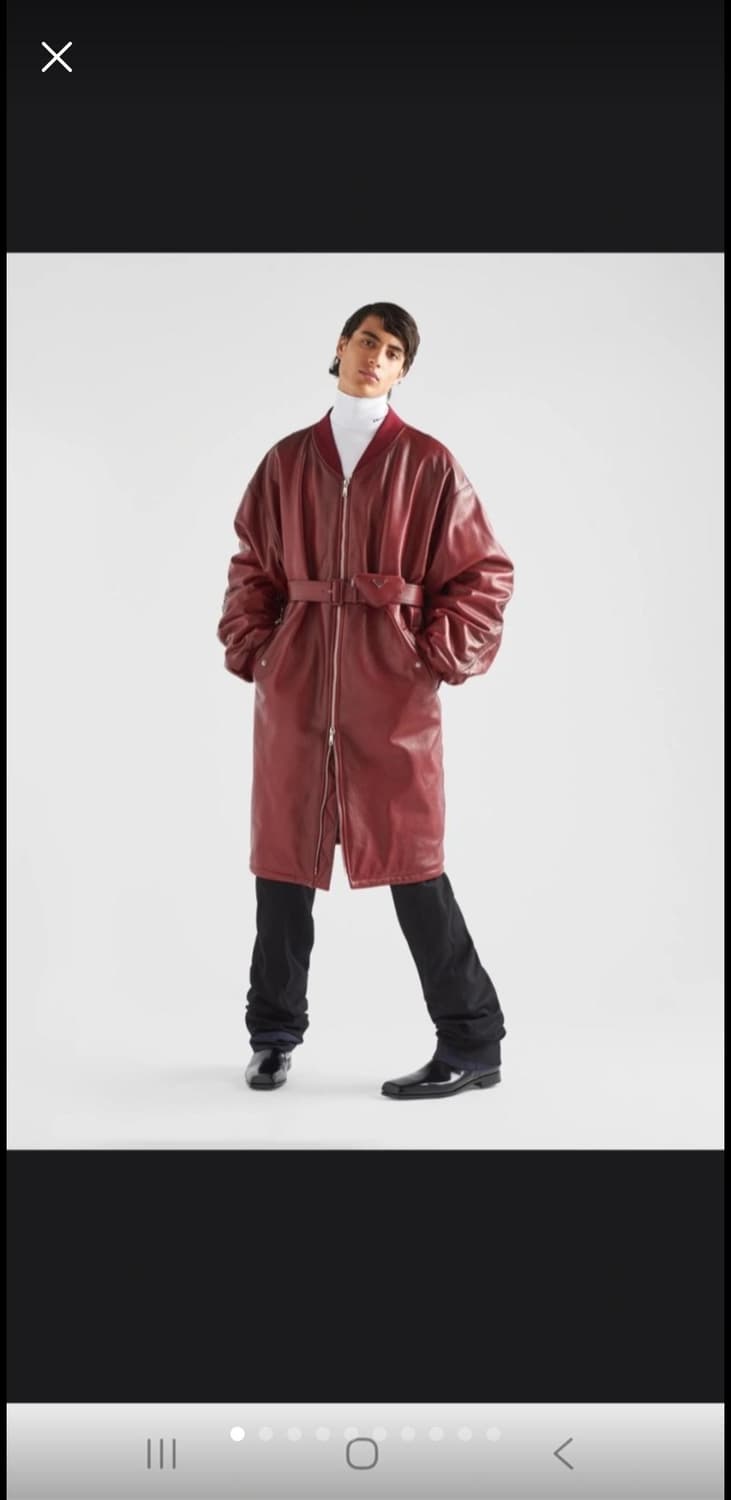 ​[프라다] 새상품급/XL] 22FW 오버사이즈 가죽 롱 봄버 자켓  상품이미지1