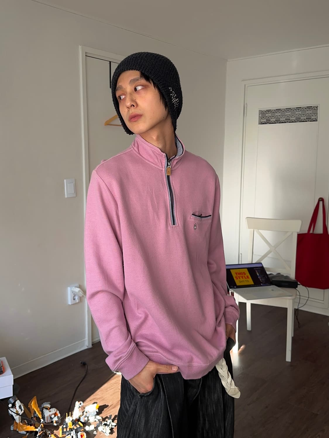 Hush Puppies 쿨톤핑크 하프 집업 니트 상품이미지1