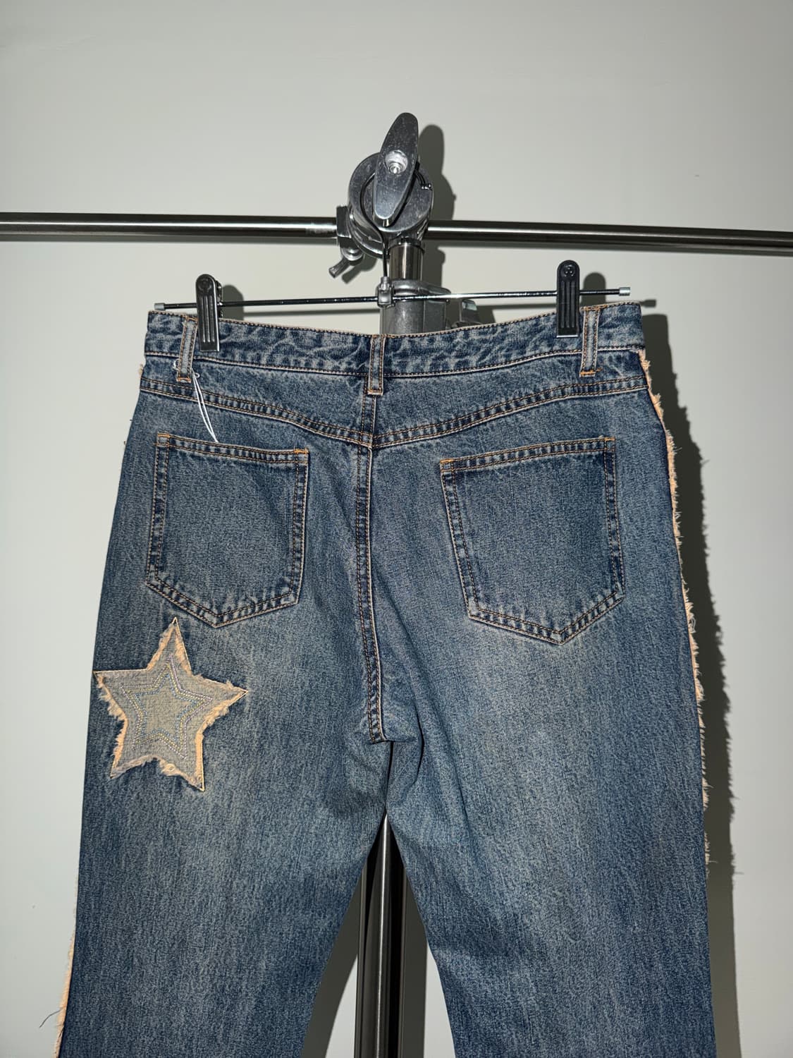 일본빈티지 갸루펑키 별패치 세미부츠컷 데님 상품이미지5