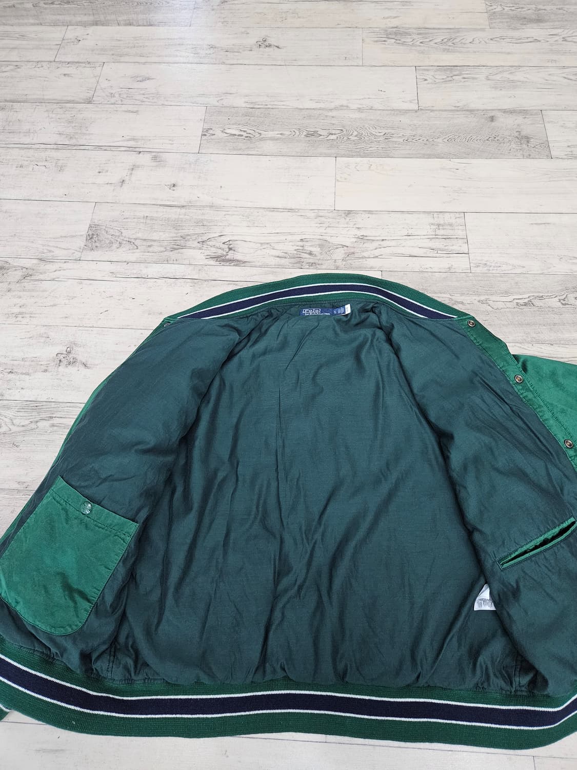 (xl)폴로 랄프로렌 레터맨 새틴 사틴 바시티 자켓 그린 상품이미지4