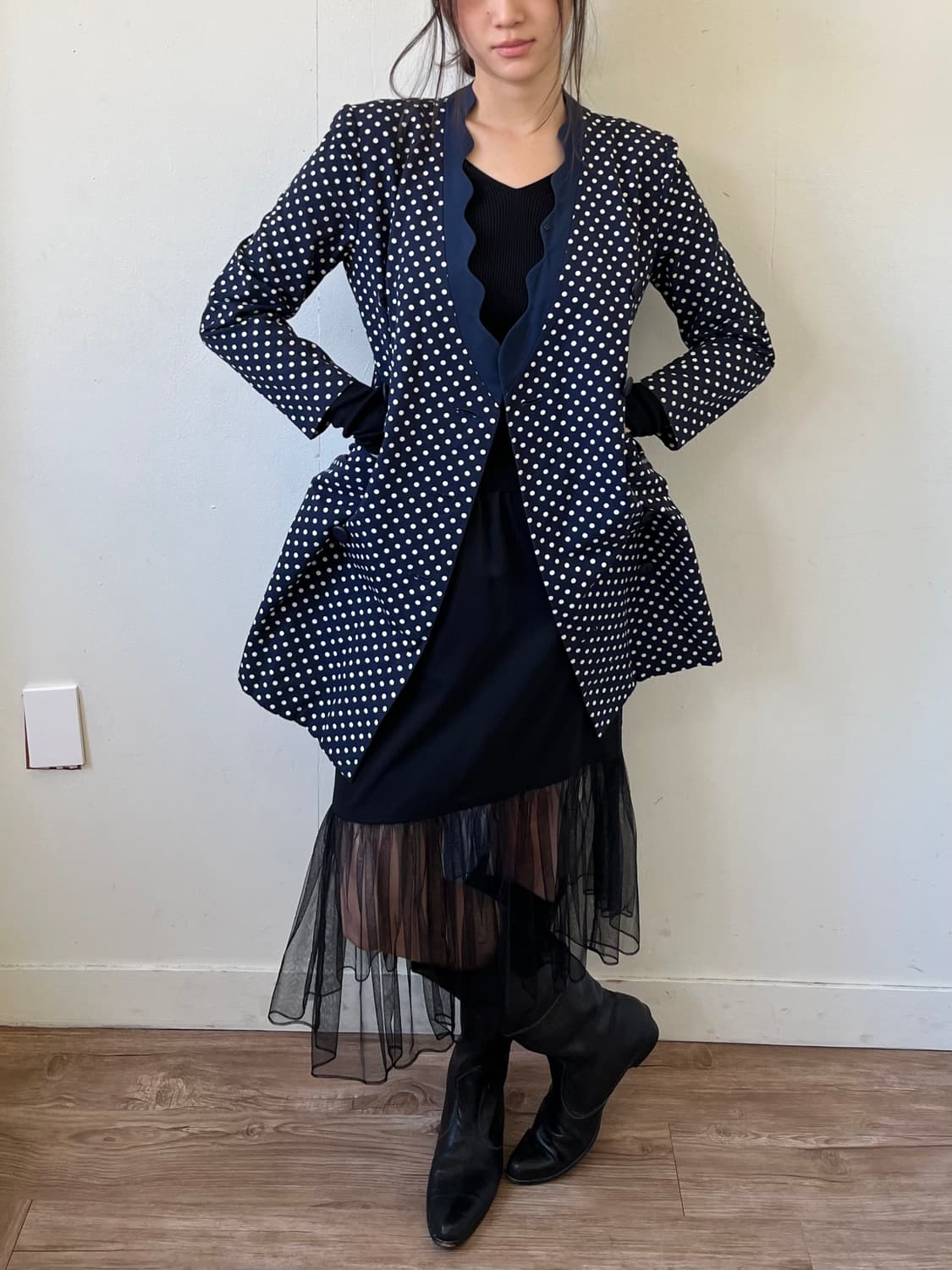 LANCETTI 도트 더블 자켓 상품이미지5