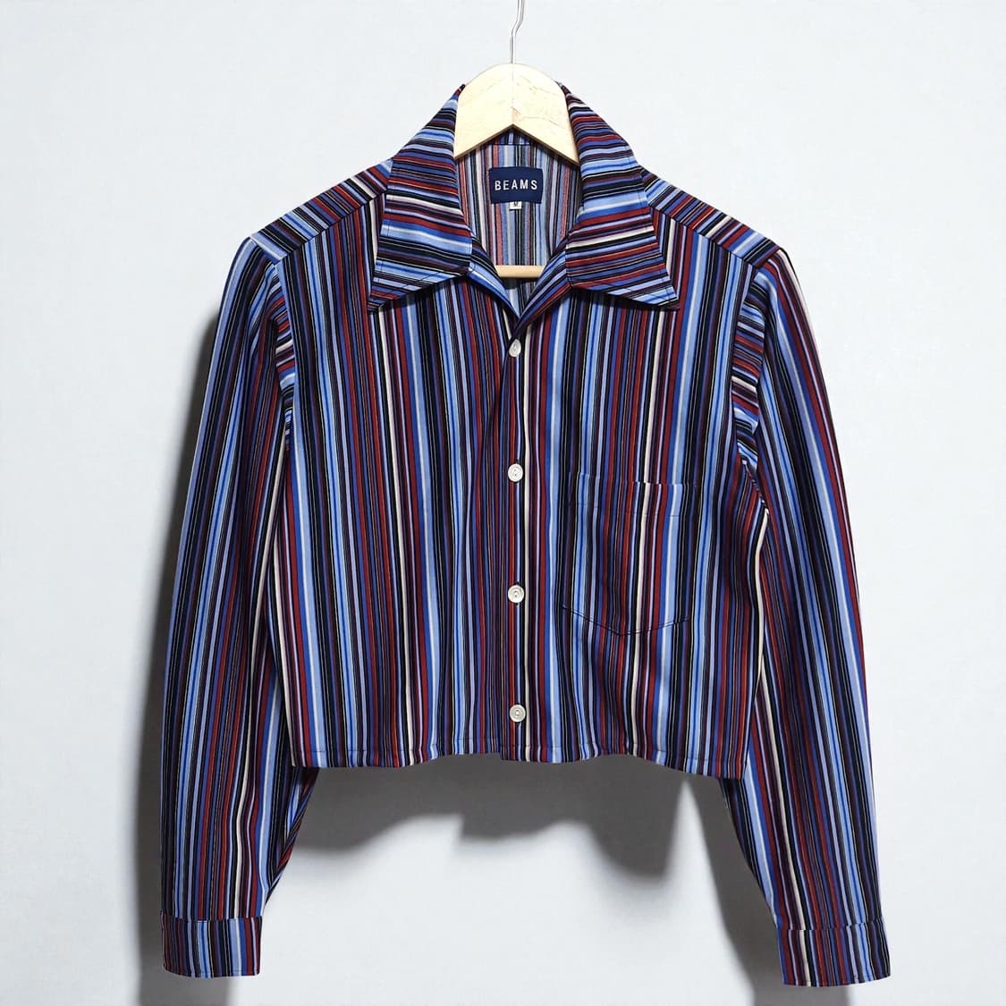 여성55~66)BEAMS 빔즈 스트라이프 크롭 셔츠 상품이미지1