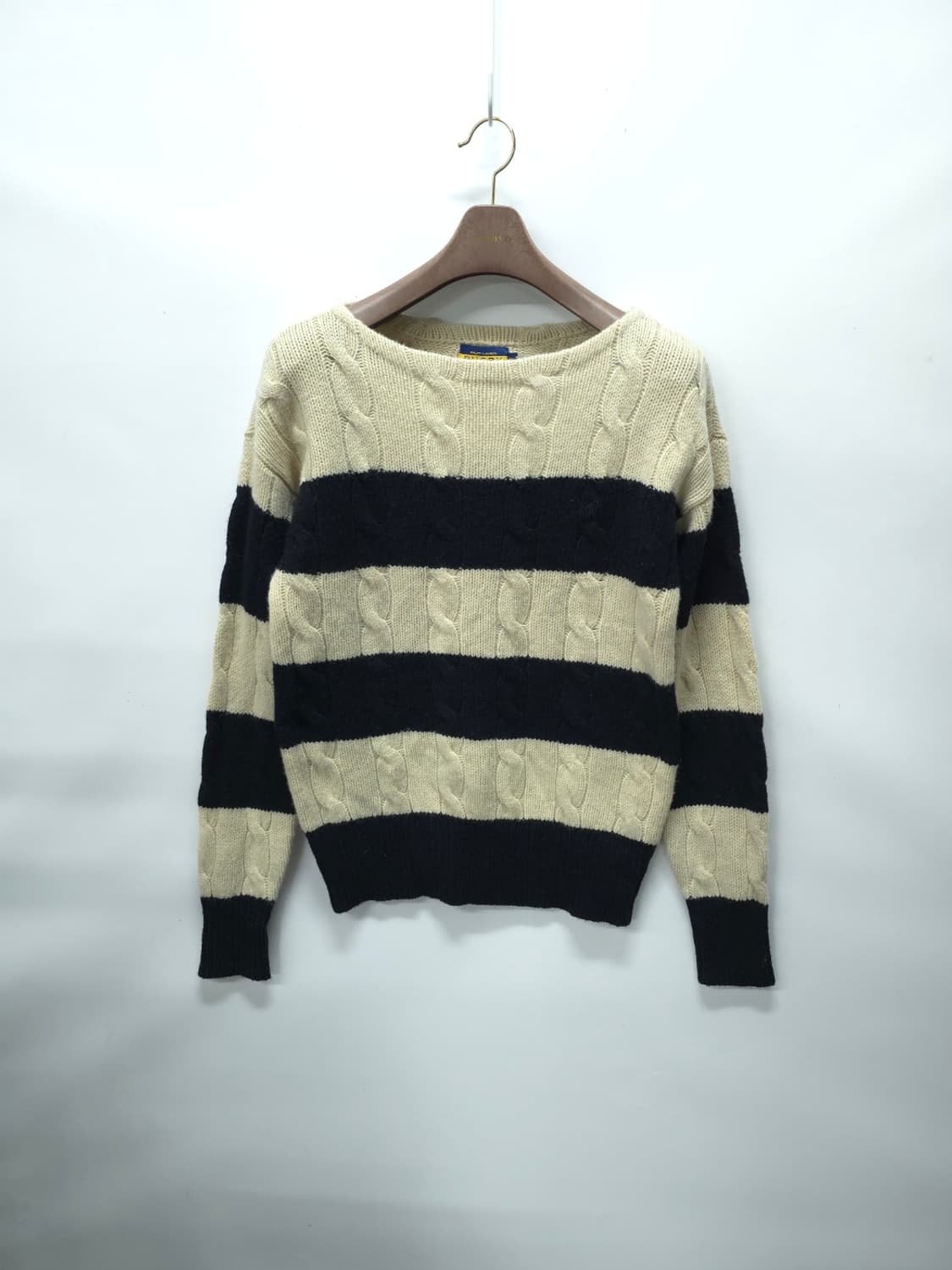 ​[희귀] 폴로 럭비라인 한정판 셰틀랜드 울 100% 꽈배기 단가라 니트 상품이미지1