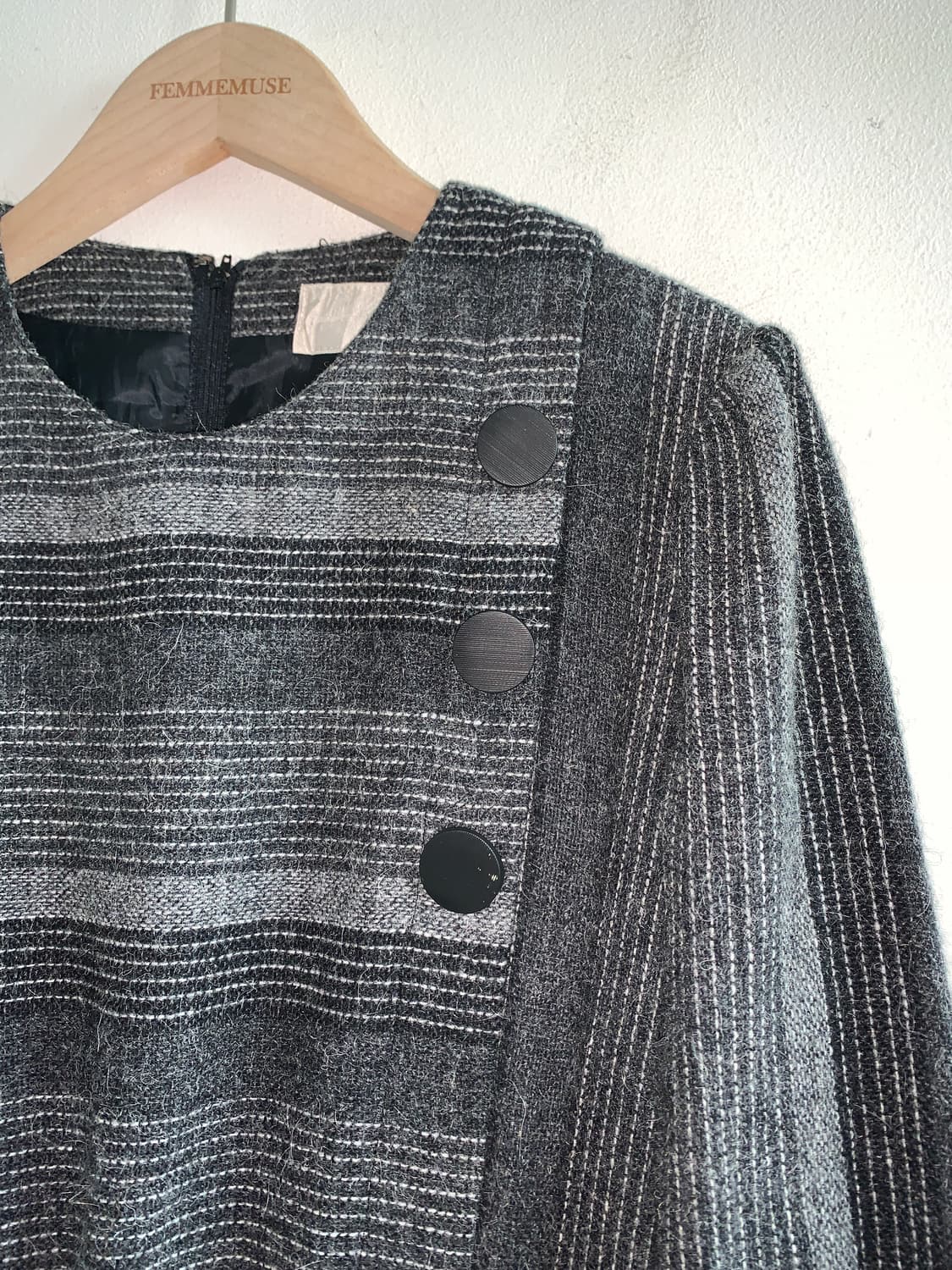 Wool check button dress 상품이미지4
