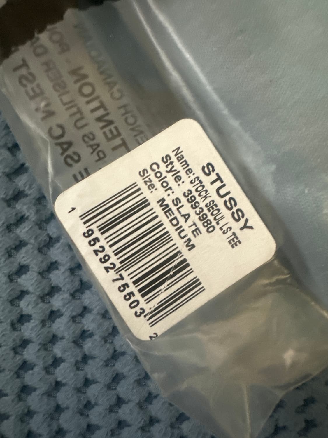 [M] 스투시 서울 긴팔 롱슬리브 슬레이트 하늘색 색상 미개봉 새제품 상품이미지4