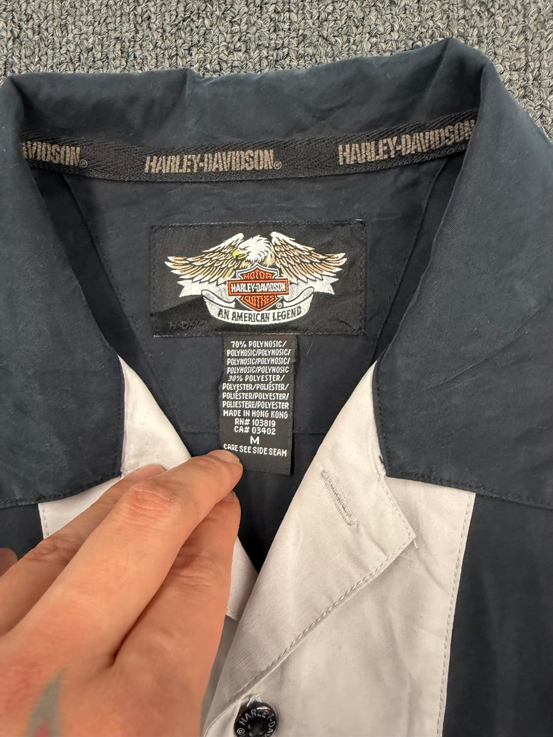 M) 할리데이비슨 빈티지 레이싱 컬러블록 반팔셔츠 상품이미지3