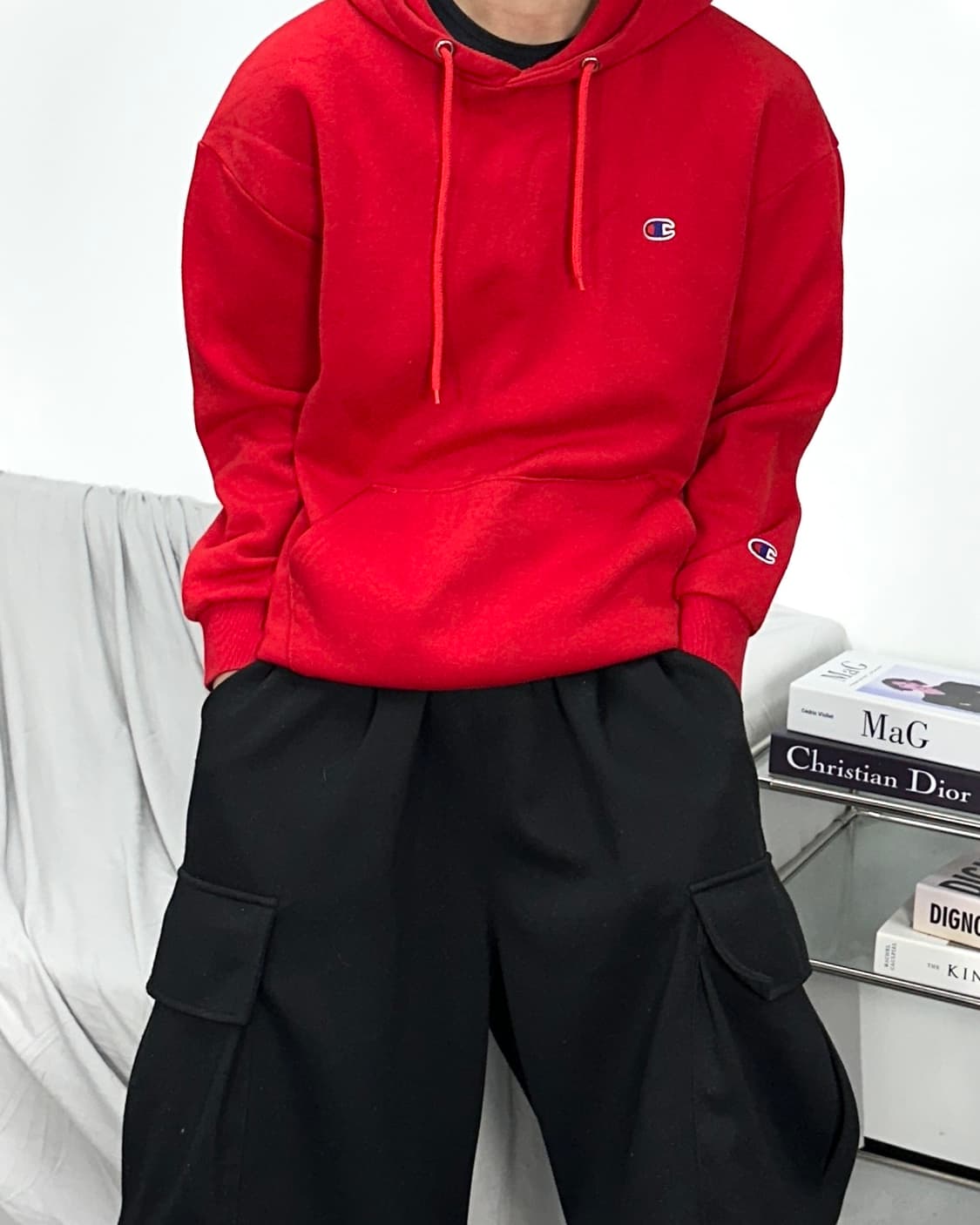 챔피온 제펜 레드 어센틱 후드티 F 상품이미지1